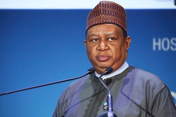 OPEC Secretary-General Mohammad Sanusi Barkindo of Nigeria gives a speech at the annual Abu Dhabi International Petroleum Exhibition & Conference in Abu Dhabi, United Arab Emirates, on Monday, Nov. 7, 2016. Those attending the conference this week remain worried about low global oil prices. (AP Photo/Jon Gambrell)
