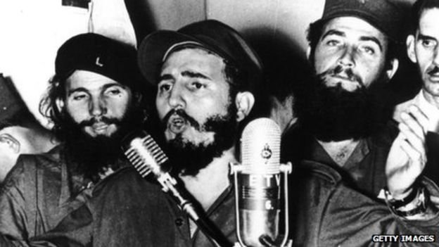 Fidel Castro during an address in Cuba after Fulgencio Batista was forced to flee