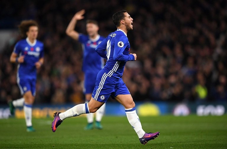 Eden Hazard was in smoking form for Chelsea, scoring two goals against Everton