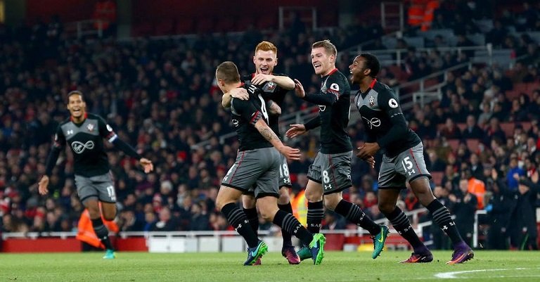 Jordy Clasie celebrates his first goal for Southampton