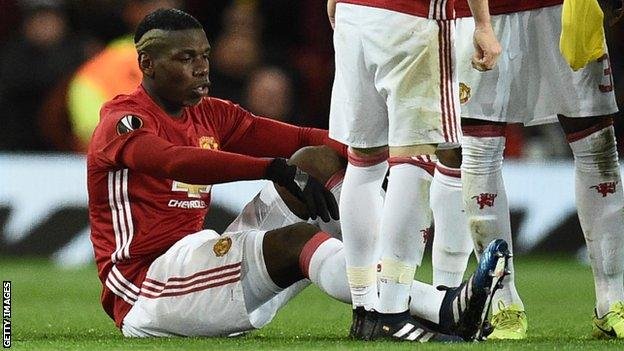 Pogba ruled out of action due to hamstring injury