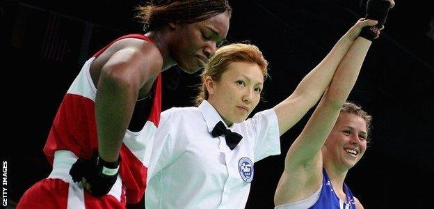 The only defeat on Shields' record came against England's Savannah Marshall (right) at the 2012 World Championships