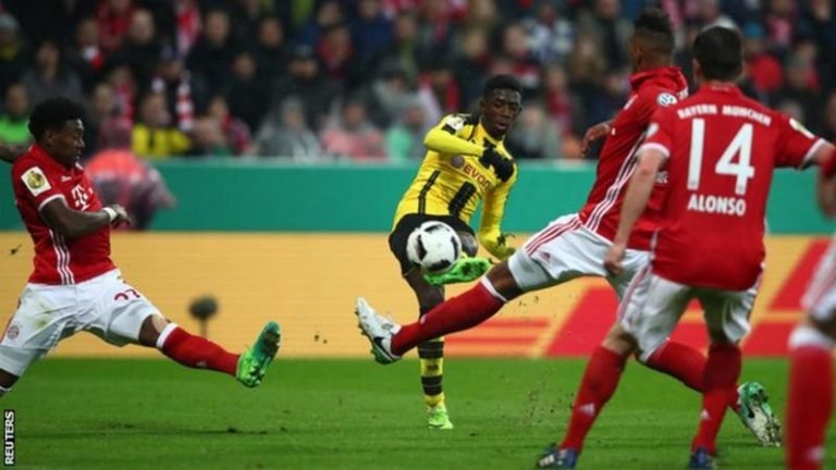 Dembele struck with just over 15 minutes to play to set up a final against Eintracht Frankfurt