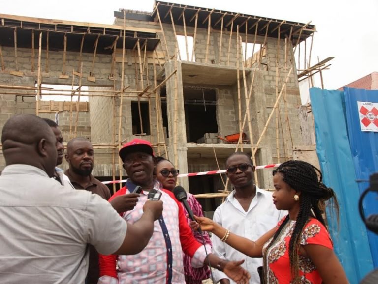  Commissioner for Physical Planning and Urban Development, Tpl. Waisu Anifowose, speaking to journalists during his inspection 