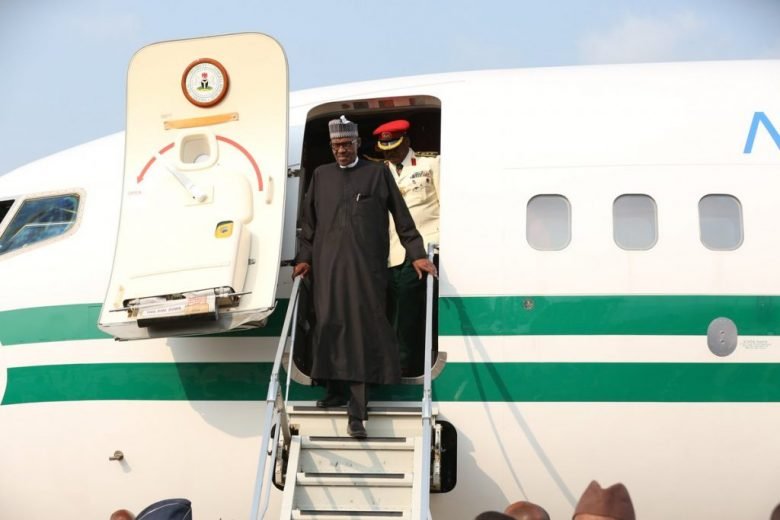 President Muhammadu Buhari on arrival from London at the Nnamdi Azikiwe International Airport Abuja on Saturday, August 19, 2017.