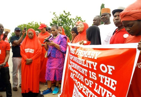 Oby Ezekwesili, #BringBackOurGirls leads a protest for missing Chibok school girls