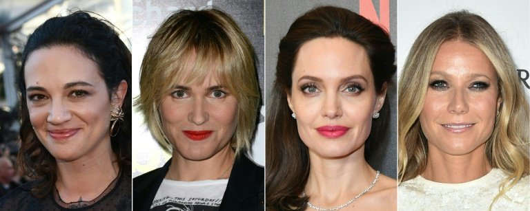 L-R Italian actress Asia Argento, French actress Judith Godreche and US actresses Angelina Jolie and Gwyneth Paltrow: all victims of Weinstein