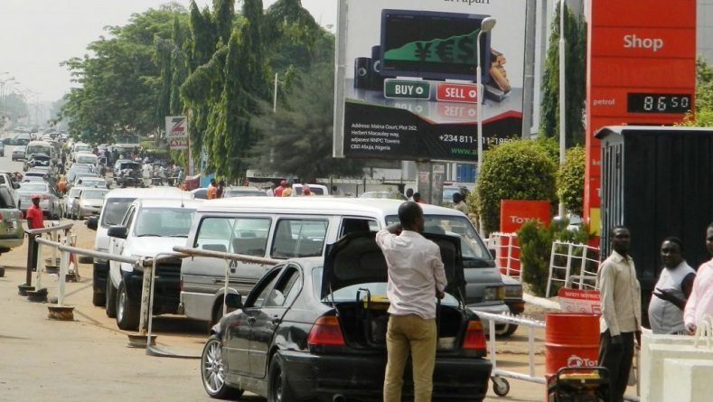 Fuel queue at a filling station in Abuja Nigeria