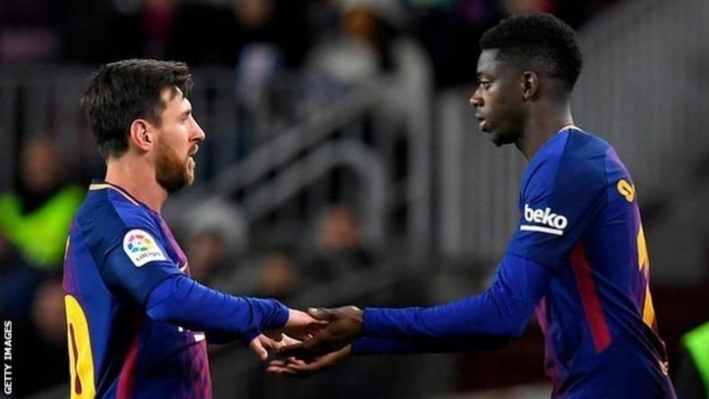 Ousmane Dembele came on for Lionel Messi during Barcelona's Copa del Rey win over Celta Vigo on 11 January