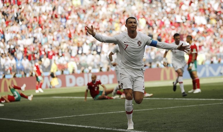 Cristiano Ronaldo scored his fourth goal of the 2018 World Cup against Morocco