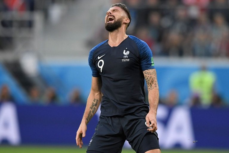 Olivier Giroud has failed to register a shot on target at the 2018 World Cup
