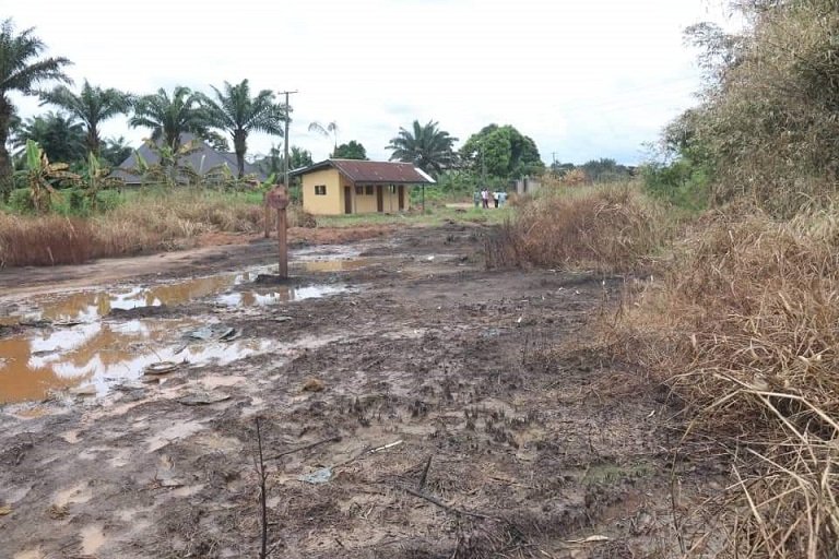 The oil pipeline explosion site in Osisioma, Abia State