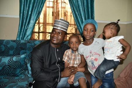 Governor Yahaya Bello in company of the children of late Lt. Col Muhammad Abu Ali