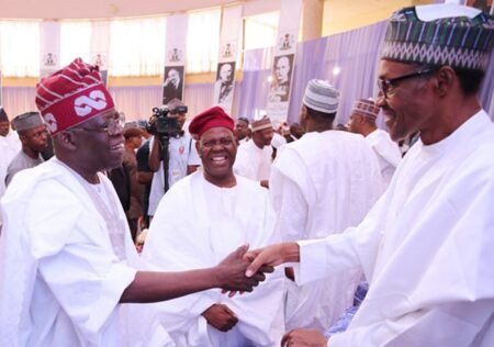 Asiwaju Bola Tinubu, President Muhammadu Buhari and Chief Bisi Akande