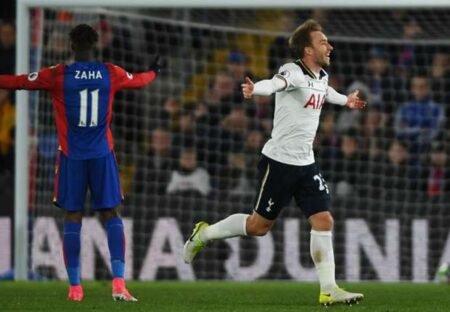 Crystal Palace 0 Tottenham 1: Eriksen ensures Spurs remain in title hunt Christian Eriksen celebrates for Tottenham
