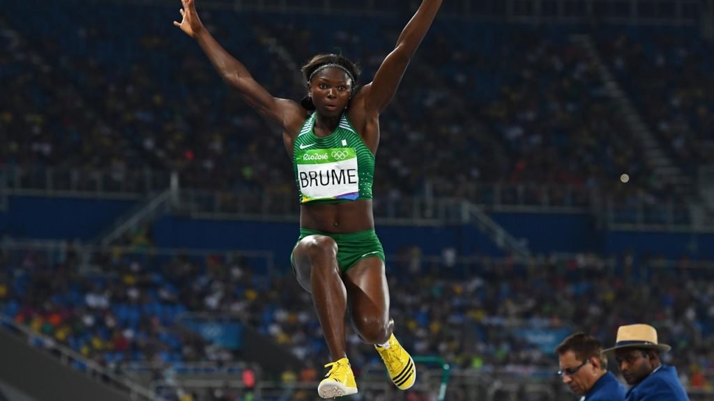 Ese Brume has won a bronze medal in the women's long jump event