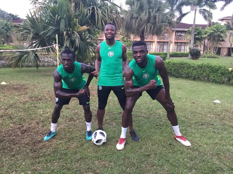 Onazi Ogenyi (m) says Super Eagles are preparing for England clash by dancing, singing.