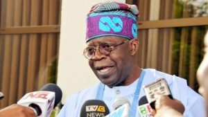 President Bola Tinubu speaking after emerging as the APC presidential candidate for the 2027 general election in Abuja.
