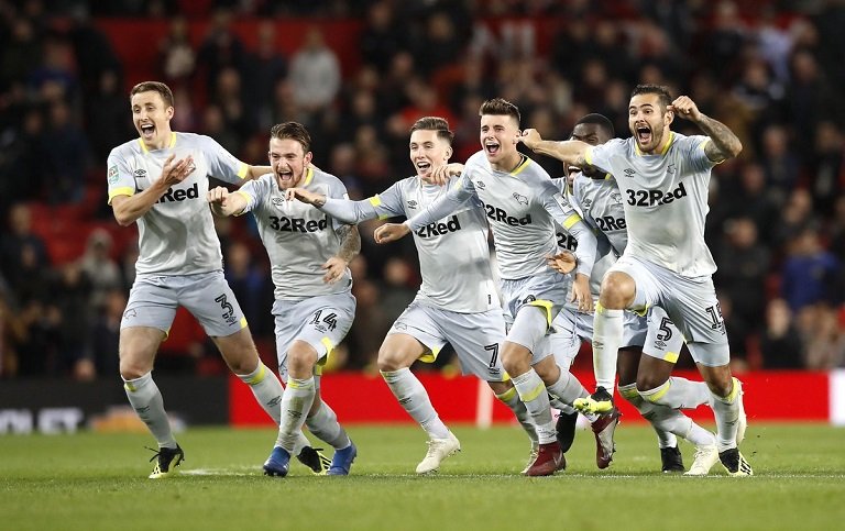 Derby County recorded a famous win against Manchester United at Old Trafford