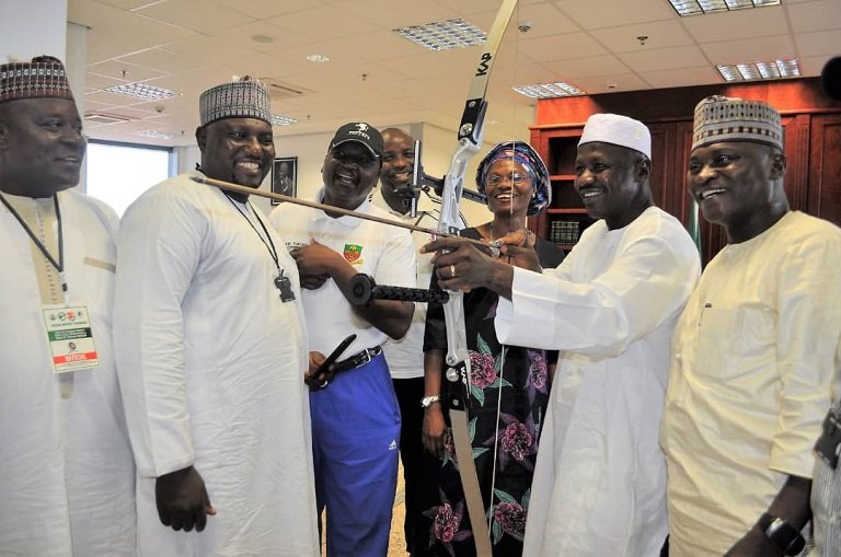 Ibrahim Magu with members at the Nigeria Archery Foundation