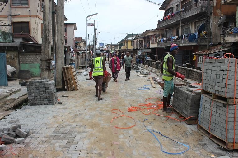 Ongoing road construction at Onitolo, Surulere LGA, Lagos