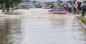 NiHSA warns flooding could persist until September, contaminate drinking water Flooded street in Nigeria after heavy rainfall as NiHSA warns flooding could continue until September.