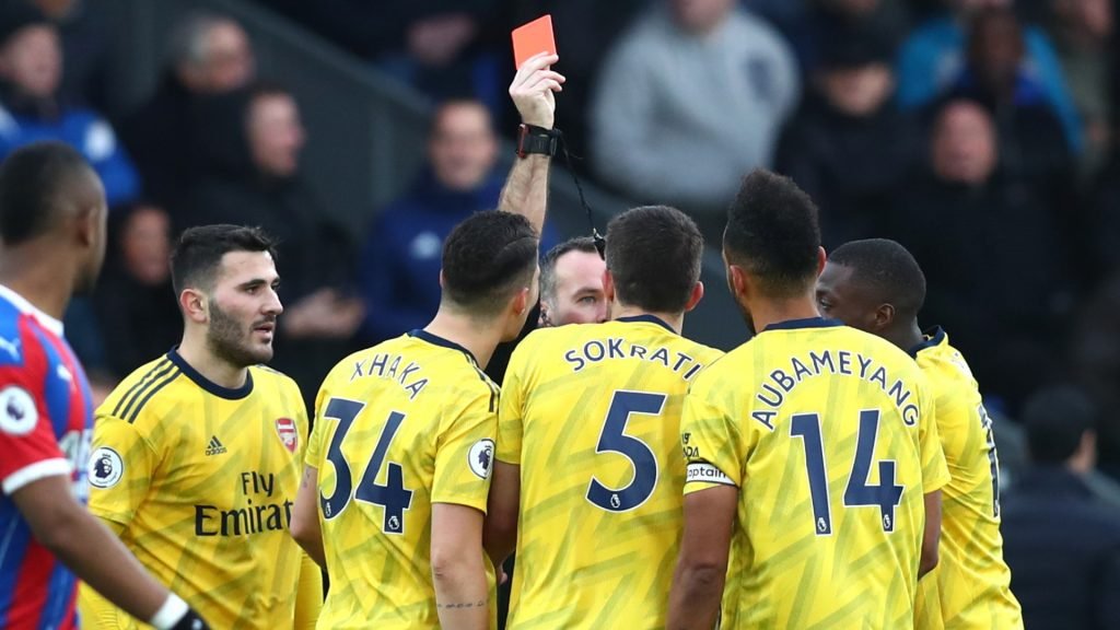 Aubameyang sees red as Crystal Palace hold Arsenal Aubameyang set to miss crunch clash against Chelsea after red card