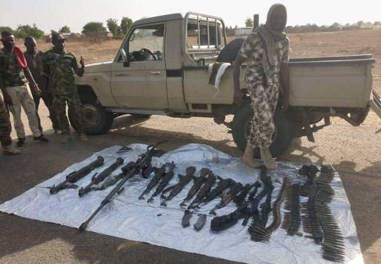 Some of the weapons and ammunitions recovered from Boko Haram fighters