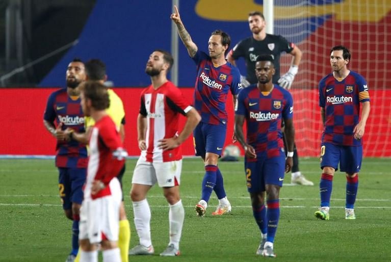 Ivan Rakitic's goal was his 50th in La Liga - but his first of the season