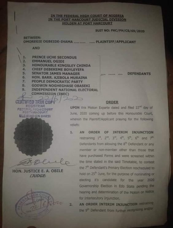 Court stops Obaseki from PDP primary