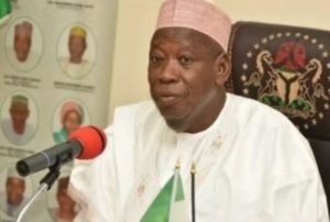Abdullahi Ganduje speaking at Let’s Talk Humanity anniversary event in Abuja