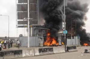 #EndSARS Orile Iganmu Divisional Police Station, Lagos state burnt during the #EndSARS protests