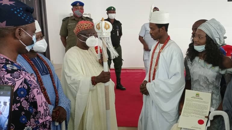 Elepe of Epe Ekiti, Oba Ayodeji Williams Adesoye coronated at the Ekiti State Government House