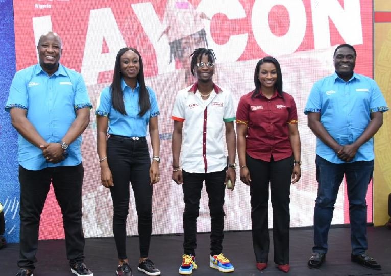 From L-R, Martin Mabutho, Chief Customer Officer, MultiChoice Nigeria; Omoyeme Effiong, Executive Head, Customer Value Management, MultiChoice Nigeria; Olamilekan Agbeleshe "Laycon", GOtv Brand Ambassador; Busola Tejumola, Executive Head of Content, MultiChoice Nigeria and Akinola Salu, Executive Head of Sales MultiChoice Nigeria, at the Unveiling of Laycon as GOtv Brand Ambassador yesterday