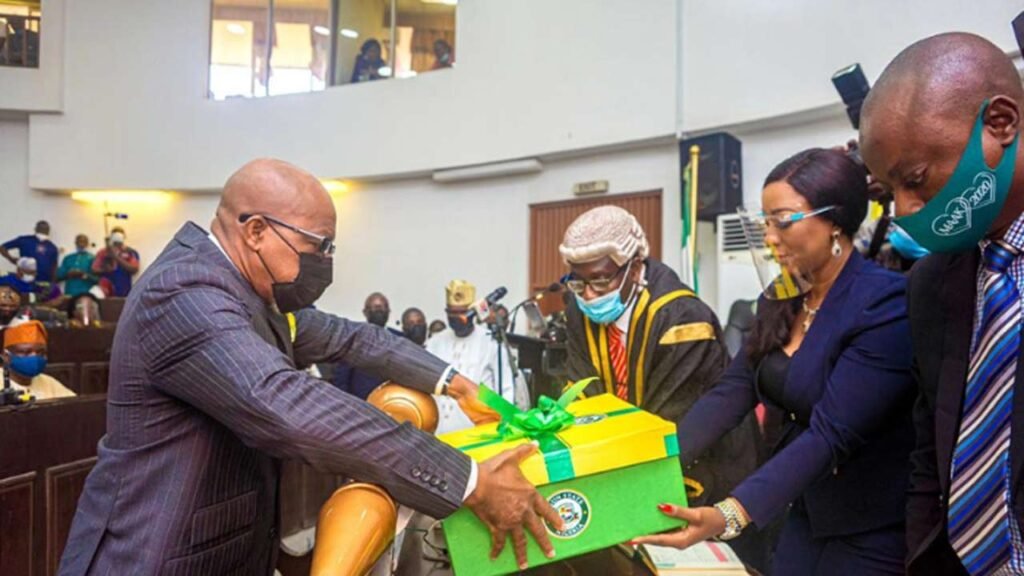 Dapo Abiodun presents N339b budget to Assembly Ogun State Governor Dapo Abiodun (left), during presentation of the state’s N339 billion 2021 budget proposal to the House of Assembly