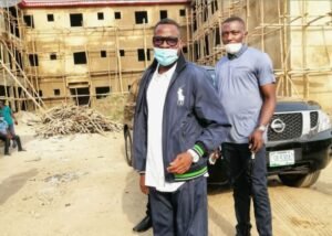 The council chairman, Tajudeen Ajide inspecting the hospital project