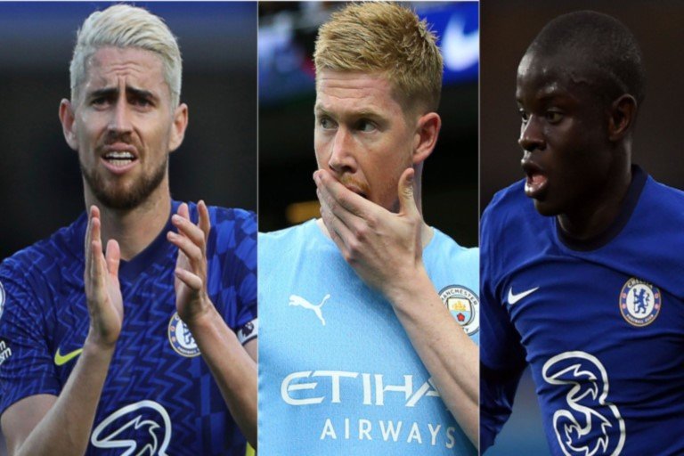 N'Golo Kante, Jorginho and Kevin DeBruyne