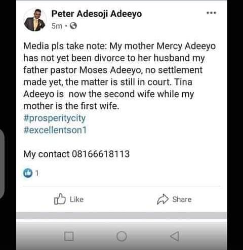 Peter Adesoji Adeeyo, son of Pastor Moses Adeeyo