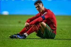 Ronaldo sent off as Ireland defeat Portugal 2-0 A devastated Ronaldo has to wait till March next year to know Portugal's fate