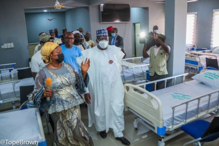 President of the Senate, Ahmad Lawan, taking a tour of the President Muhammadu Buhari Mother, Child Hospital, Gashua, after its commissioning on Saturday.