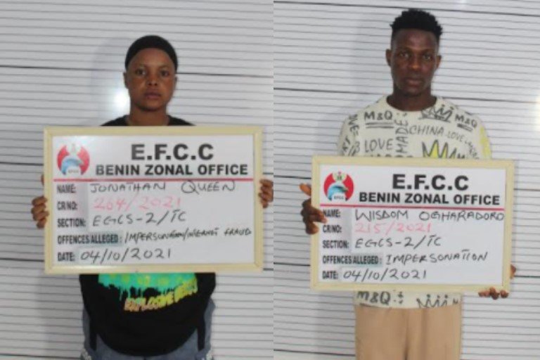Wisdom Ogharadoro and Jonathan Queen were convicted for internet fraud in Delta court