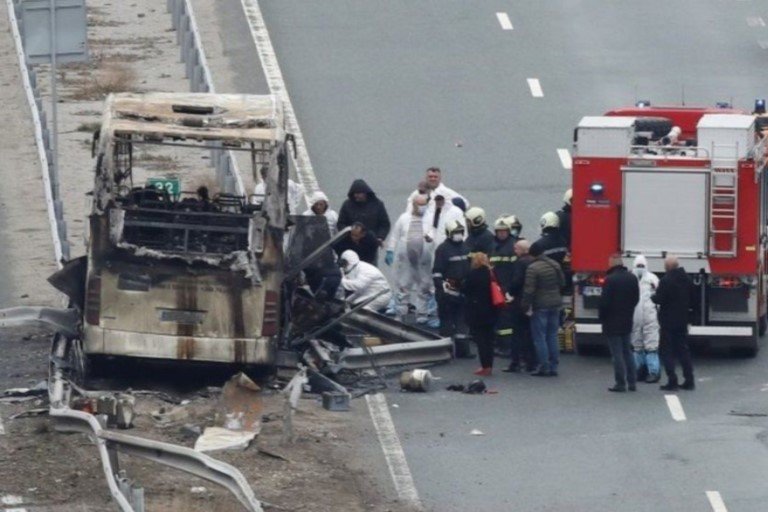 46 Macedonian tourists, children killed as flaming bus crashes in Bulgaria US highway collapse