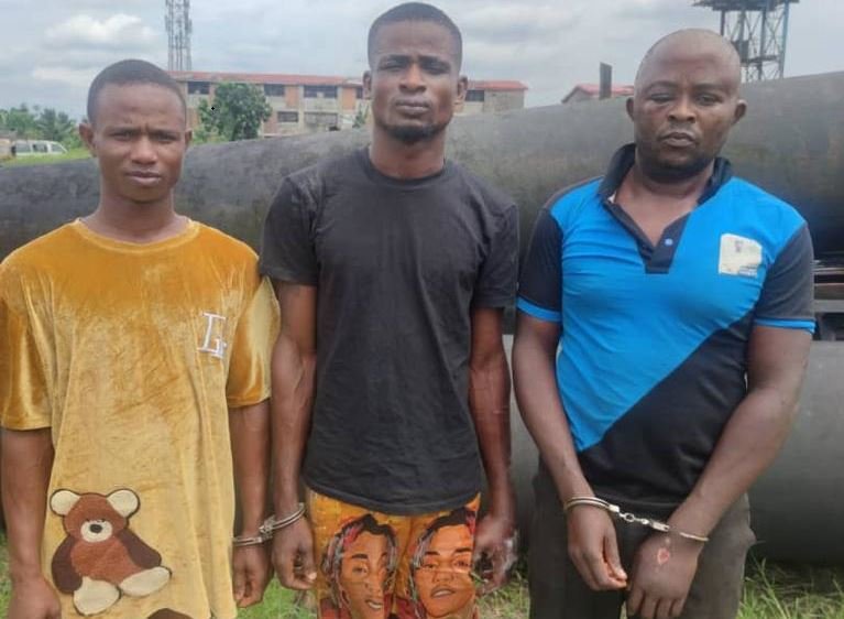 Three suspects involved in the abduction and murder of Mrs Kalu paraded by the police