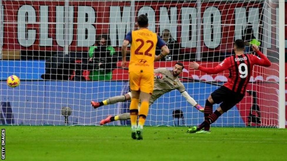 Giroud goal help AC Milan beat Roma 