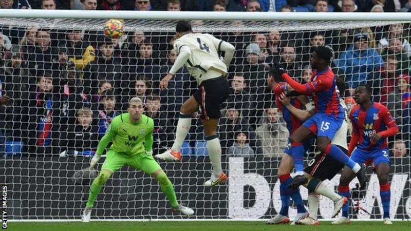 Van Dijk leapt to powerfully head home the opener
