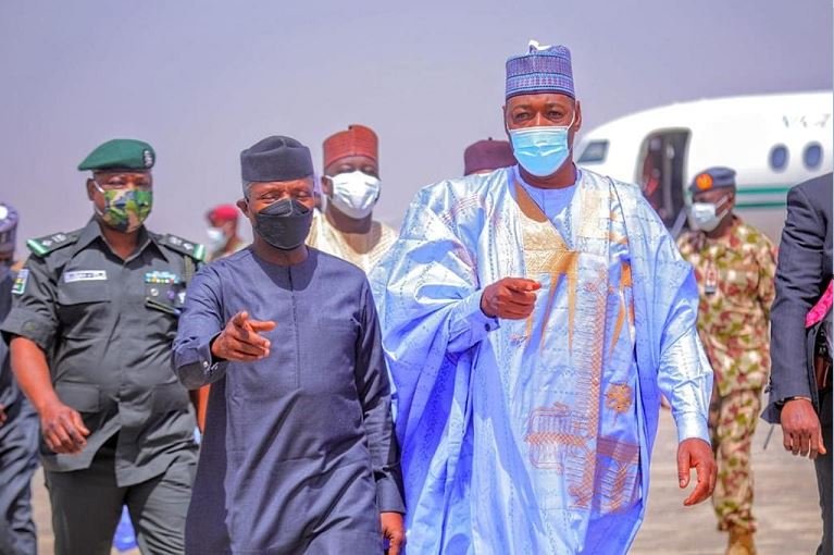 People of Borno will remain with you, Zulum tells Osinbajo Vice President Yemi Osinbajo received by Governor Babagana Zulum in Maiduguri, Borno State