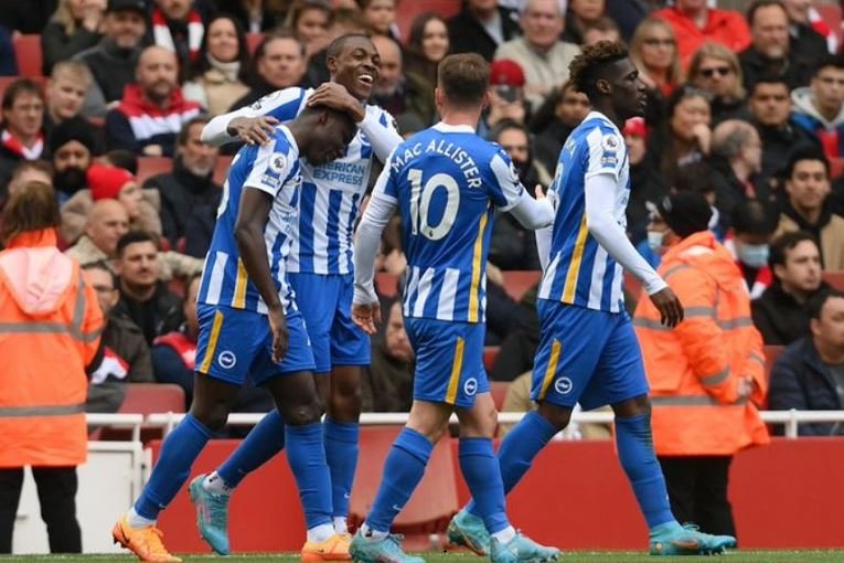 Enock Mwepu scored his second Brighton goal against Arsenal
