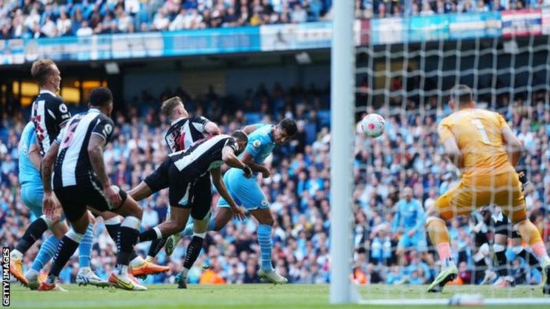 Manchester City thrash Newcastle to go three points clear Manchester City secured a fourth Premier League win in a row with the help of Rodri's sixth goal of the season