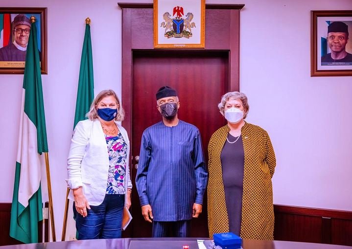 Osinbajo asks US for more support to tackle terrorism Vice President Yemi Osinbajo flanked by Under Secretary for Political Affairs, US State Department, Victoria Nuland (l), and US Ambassador to Nigeria, Ambassador Mary Beth Leonard