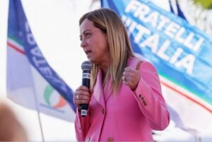 Leader of Italy's nationalist Brothers of Italy (Fratelli d'Italia) party and frontrunner to become prime minister Giorgia Meloni, holds a closing rally in Naples, Italy